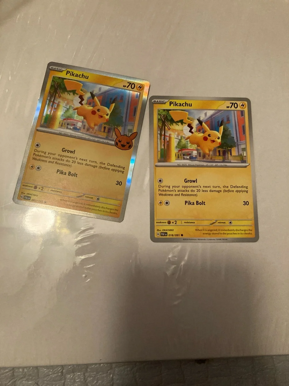 Pokemon Pikachu Trading Card Pair - Yellow